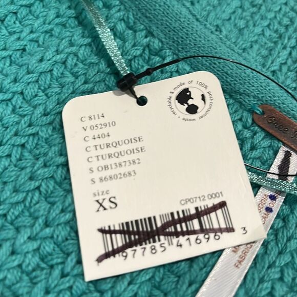 Free People NWT Swim Too Deep Oversized Cardi in Turqoise - oversize XS $158 - Picture 7 of 9